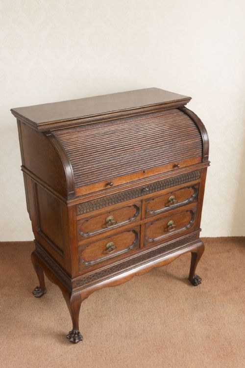 RED WALNUT CYLINDER DESK OF SMALL SIZE - ADDITIONAL PHOTO 1