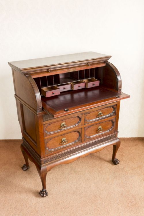 RED WALNUT CYLINDER DESK OF SMALL SIZE - ADDITIONAL PHOTO 2
