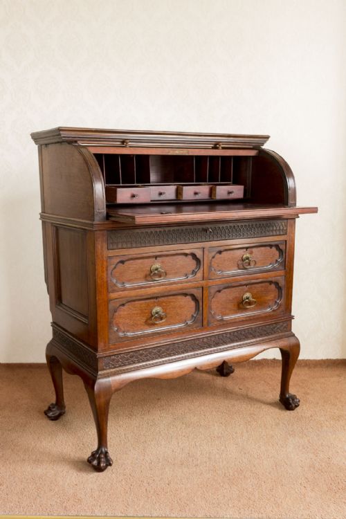RED WALNUT CYLINDER DESK OF SMALL SIZE - ADDITIONAL PHOTO 3
