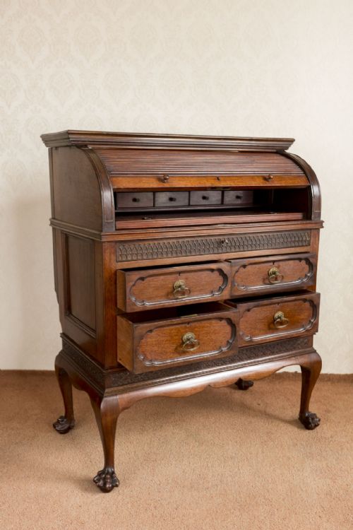 RED WALNUT CYLINDER DESK OF SMALL SIZE - ADDITIONAL PHOTO 4