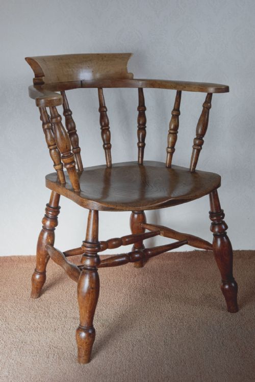 smokers bow chair in ash and fruitwood - CATEGORY: ANTIQUE CHAIRS - DATED 19TH CENTURY