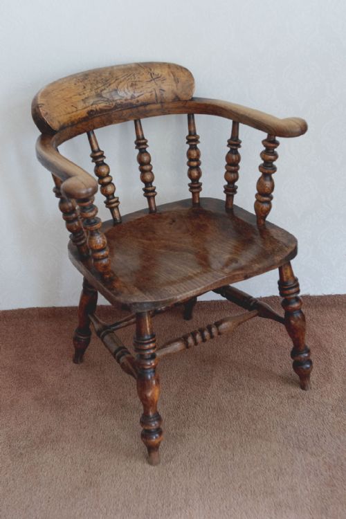 SET OF FOR ANTIQUE SMOKERS BOW CHAIRS IN ASH - ADDITIONAL PHOTO 3