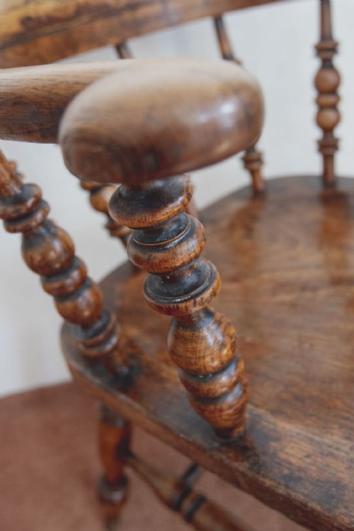 SET OF FOR ANTIQUE SMOKERS BOW CHAIRS IN ASH - ADDITIONAL PHOTO 6