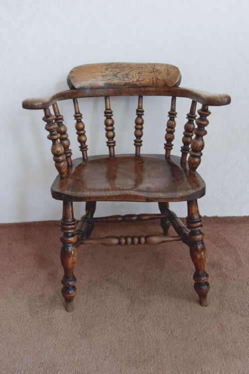 SET OF FOR ANTIQUE SMOKERS BOW CHAIRS IN ASH - ADDITIONAL PHOTO 8