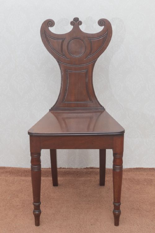 VERY ATTRACTIVE REGENCY PERIOD MAHOGANY HALL CHAIR - ADDITIONAL PHOTO 2