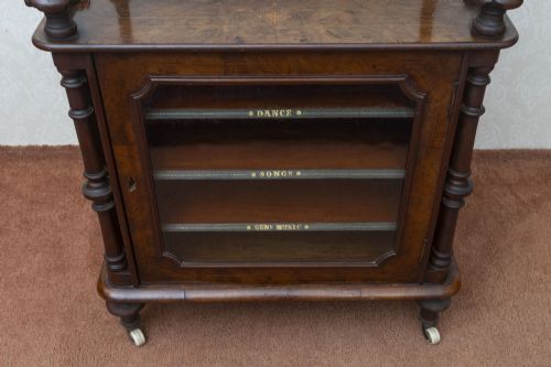 BEAUTIFUL VICTORIAN BURR WALNUT MUSIC CABINET - ADDITIONAL PHOTO 12