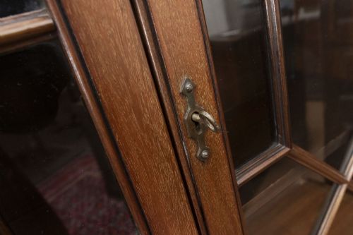 GOOD LATE 19TH CENTURY TWO DRAWER MAHOGANY DISPLAY CABINET - ADDITIONAL PHOTO 5