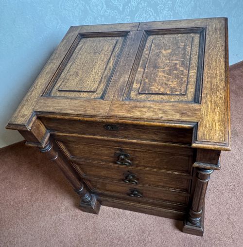 OAK ANTIQUE ARTIST MATERIALS TABLE - ADDITIONAL PHOTO 1