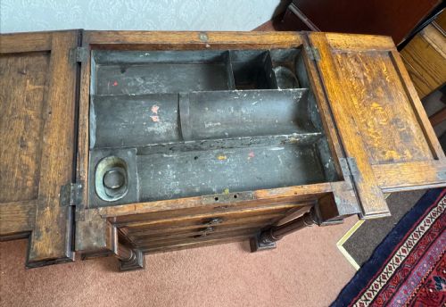 OAK ANTIQUE ARTIST MATERIALS TABLE - ADDITIONAL PHOTO 3