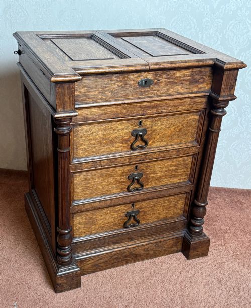 OAK ANTIQUE ARTIST MATERIALS TABLE - ADDITIONAL PHOTO 4