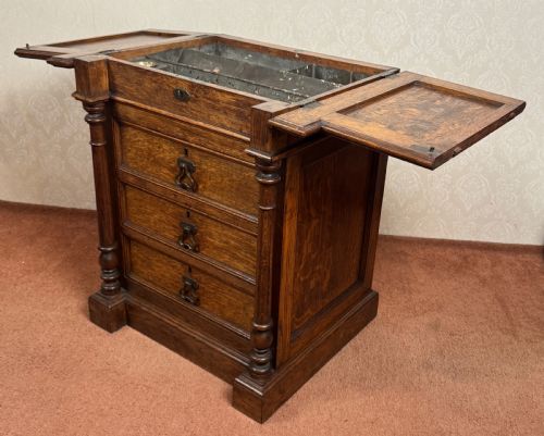 OAK ANTIQUE ARTIST MATERIALS TABLE - ADDITIONAL PHOTO 8