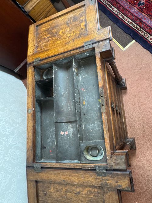 OAK ANTIQUE ARTIST MATERIALS TABLE - ADDITIONAL PHOTO 13