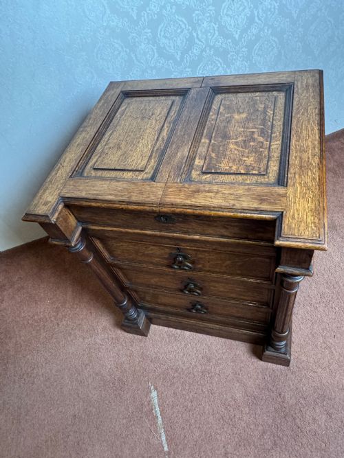 OAK ANTIQUE ARTIST MATERIALS TABLE - ADDITIONAL PHOTO 14