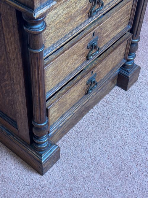 OAK ANTIQUE ARTIST MATERIALS TABLE - ADDITIONAL PHOTO 18