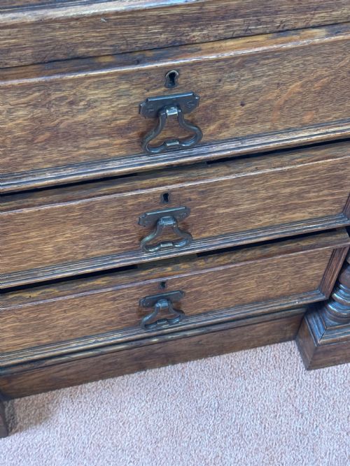 OAK ANTIQUE ARTIST MATERIALS TABLE - ADDITIONAL PHOTO 19