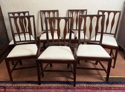 SET OF 6 CHAIRS PLUS 1 CARVER IN MAHOGANY - ADDITIONAL PHOTO 2