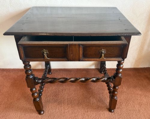 17TH CENTURY BOBBIN TURNED AND BARLEY TWIST SIDE TABLE - ADDITIONAL PHOTO 2