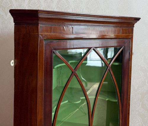 MAHOGANY INLAID SHERITON PERIOD HANGING CORNER CUPBOARD - ADDITIONAL PHOTO 2