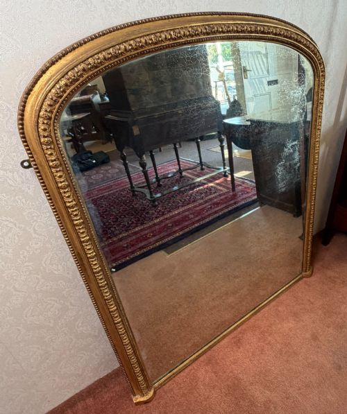 Very Good Victorian Gilt Framed Over Mantel Mirror.