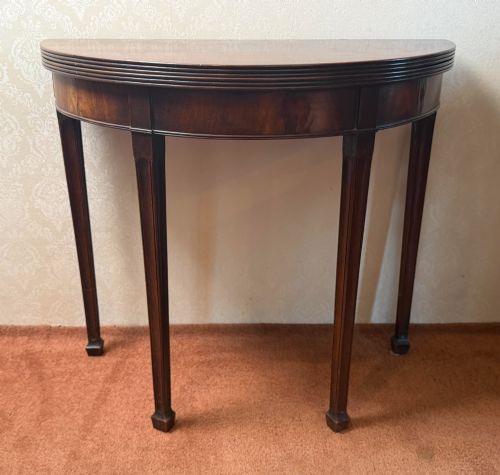 18th Century Mahogany Demi Lune Fold Over Tea Table.