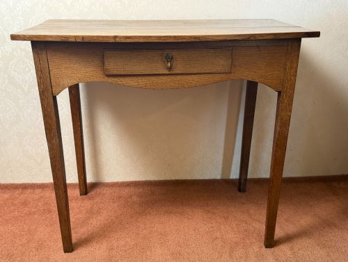 Antique Oak Side Table with Fitted Drawer.