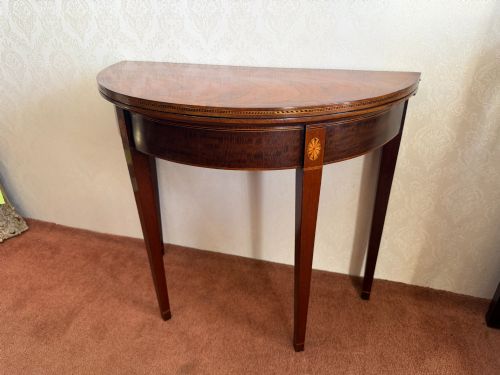 Very Fine 18th Century Mahogany Demi-lune Card Table.