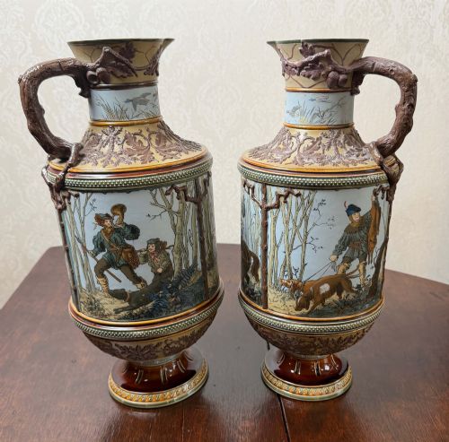 Pair of 19th Century Mettlach Vases. In Mint Condition.