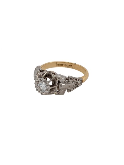 1920s 18ct Gold and Platinum Diamond Solitaire Ring