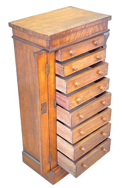 19TH CENTURY SATINBIRCH CHILDS WELLINGTON CHEST - ADDITIONAL PHOTO 3