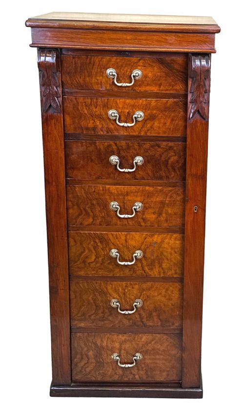 WALNUT 19TH CENTURY WELLINGTON CHEST - ADDITIONAL PHOTO 10