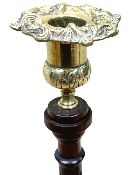 LATE 19TH CENTURY MAHOGANY BRASS CANDLESTICKS - ADDITIONAL PHOTO 1