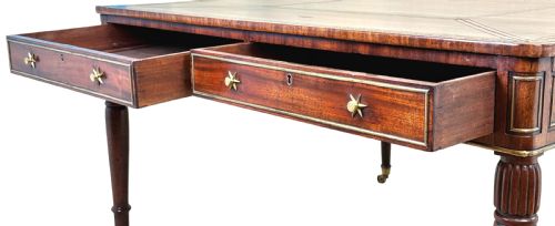 REGENCY MAHOGANY BRASS PARTNERS WRITING TABLE - ADDITIONAL PHOTO 1