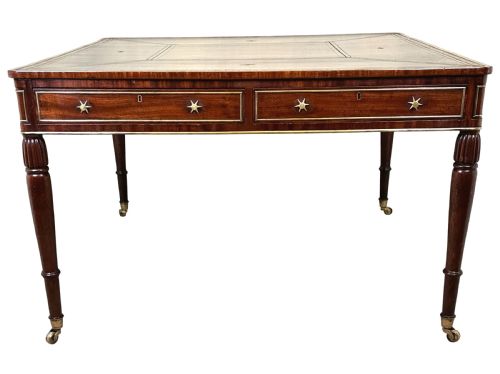 REGENCY MAHOGANY BRASS PARTNERS WRITING TABLE - ADDITIONAL PHOTO 9