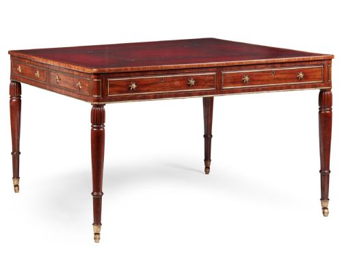 REGENCY MAHOGANY BRASS PARTNERS WRITING TABLE - ADDITIONAL PHOTO 13