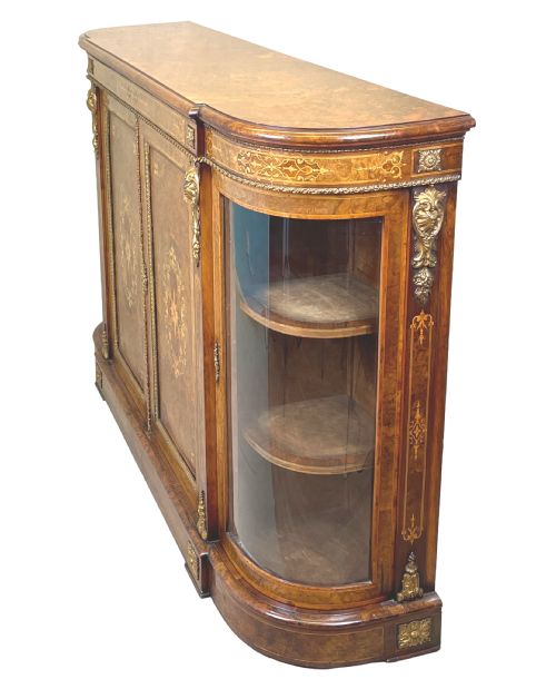 VICTORIAN BURR WALNUT CREDENZA CABINET - ADDITIONAL PHOTO 1