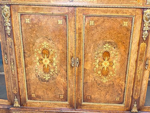 VICTORIAN BURR WALNUT CREDENZA CABINET - ADDITIONAL PHOTO 4