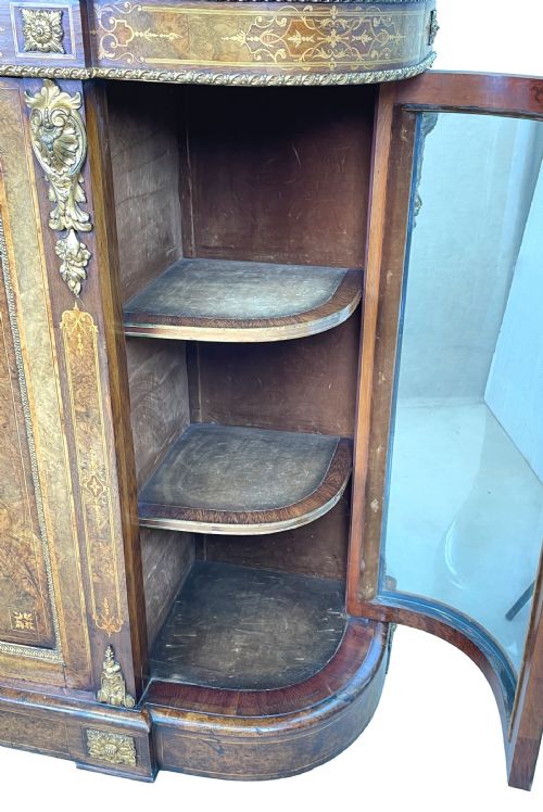 VICTORIAN BURR WALNUT CREDENZA CABINET - ADDITIONAL PHOTO 5