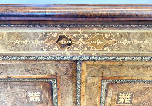 VICTORIAN BURR WALNUT CREDENZA CABINET - ADDITIONAL PHOTO 6