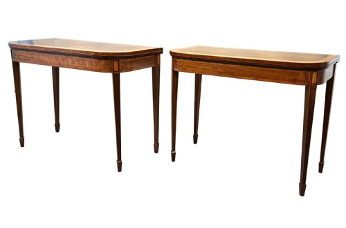GEORGIAN MAHOGANY PAIR OF CARD TABLES - ADDITIONAL PHOTO 4