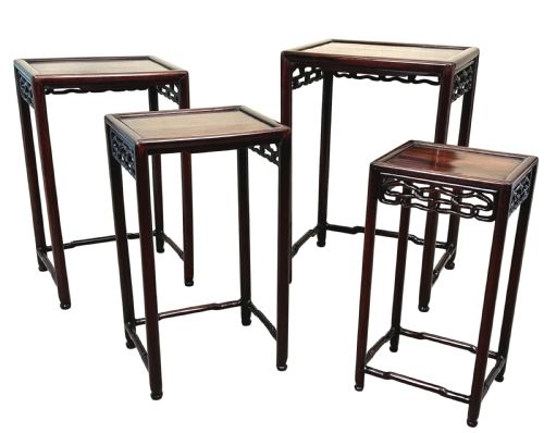 ORIENTAL HARDWOOD NEST OF FOUR COFFEE TABLES - ADDITIONAL PHOTO 2