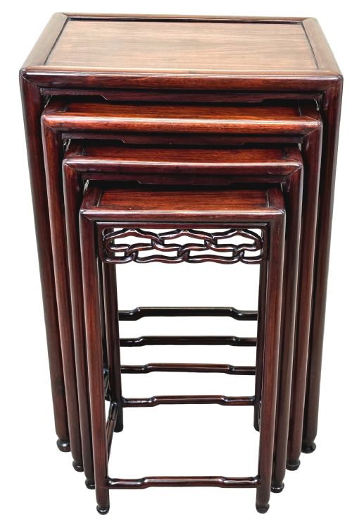 ORIENTAL HARDWOOD NEST OF FOUR COFFEE TABLES - ADDITIONAL PHOTO 8