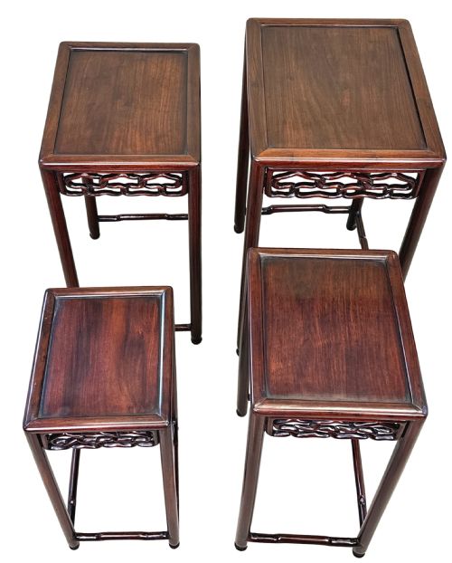ORIENTAL HARDWOOD NEST OF FOUR COFFEE TABLES - ADDITIONAL PHOTO 9