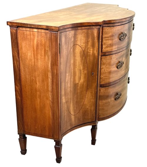 GEORGIAN 18TH CENTURY SERPENTINE SIDE CABINET COMMODE - ADDITIONAL PHOTO 3