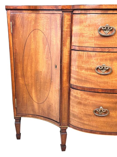 GEORGIAN 18TH CENTURY SERPENTINE SIDE CABINET COMMODE - ADDITIONAL PHOTO 6