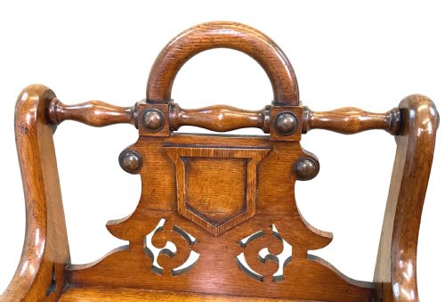 PAIR OF 19TH CENTURY OAK HALL SEATS - ADDITIONAL PHOTO 1