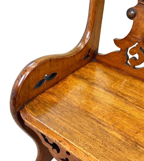 PAIR OF 19TH CENTURY OAK HALL SEATS - ADDITIONAL PHOTO 3