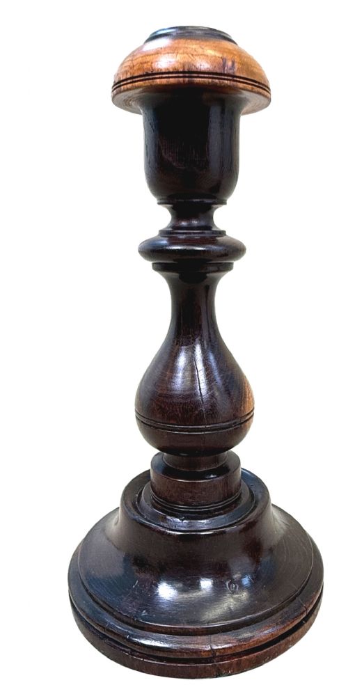 PAIR OF 19TH CENTURY LIGNUM VITAE TREEN CANDLESTICKS - ADDITIONAL PHOTO 3