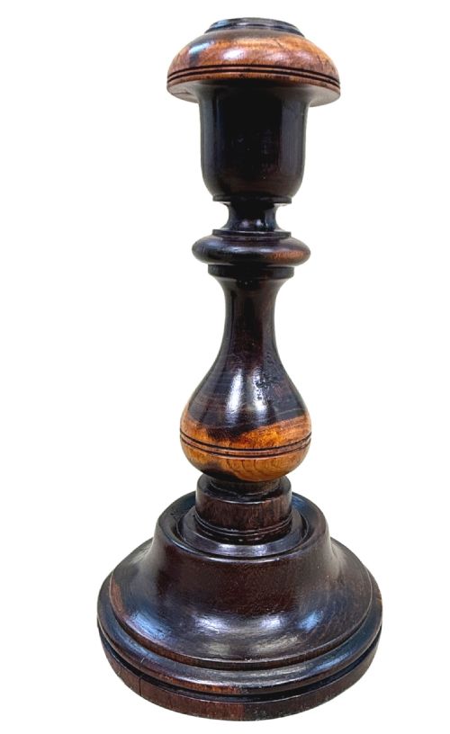 PAIR OF 19TH CENTURY LIGNUM VITAE TREEN CANDLESTICKS - ADDITIONAL PHOTO 6