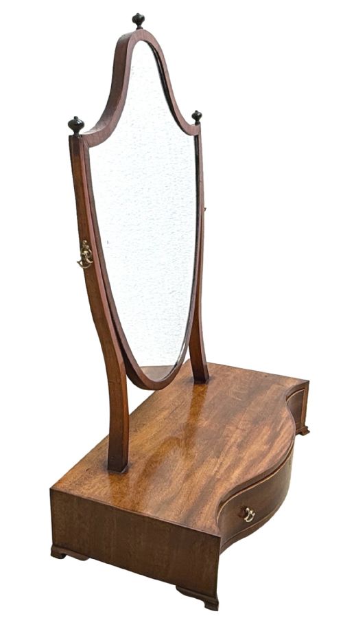 LARGE GEORGIAN MAHOGANY SERPENTINE DRESSING TABLE MIRROR - ADDITIONAL PHOTO 2