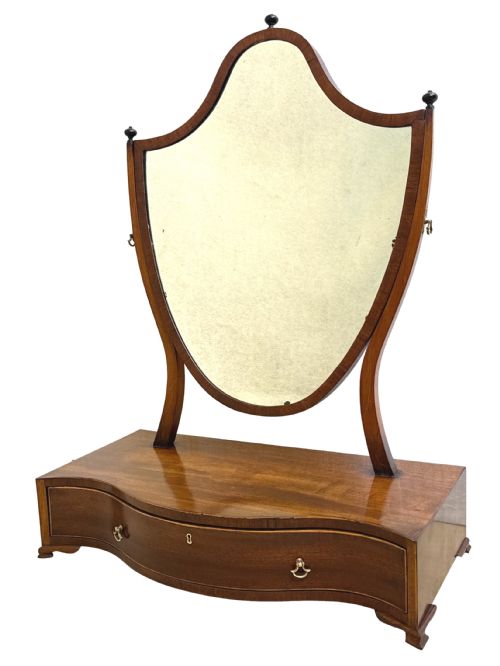 LARGE GEORGIAN MAHOGANY SERPENTINE DRESSING TABLE MIRROR - ADDITIONAL PHOTO 11